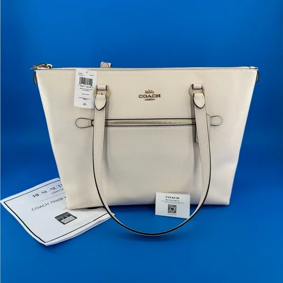 Coach Chalk Pebbled Leather Gallery Tote BagNWT & COA